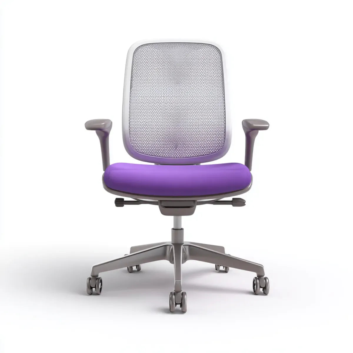 Ergonomischer Bürostuhl Violett Grau mit Netzrücken Polyesterbezug rechteckige Rückenlehne 64 x 64 x 96-106 cm