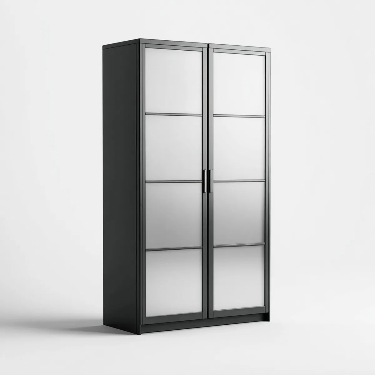 Kleiderschrank mit 2 Türen Schwarz Milchglas 100 x 50 x 200 cm Stahl Rechteckig