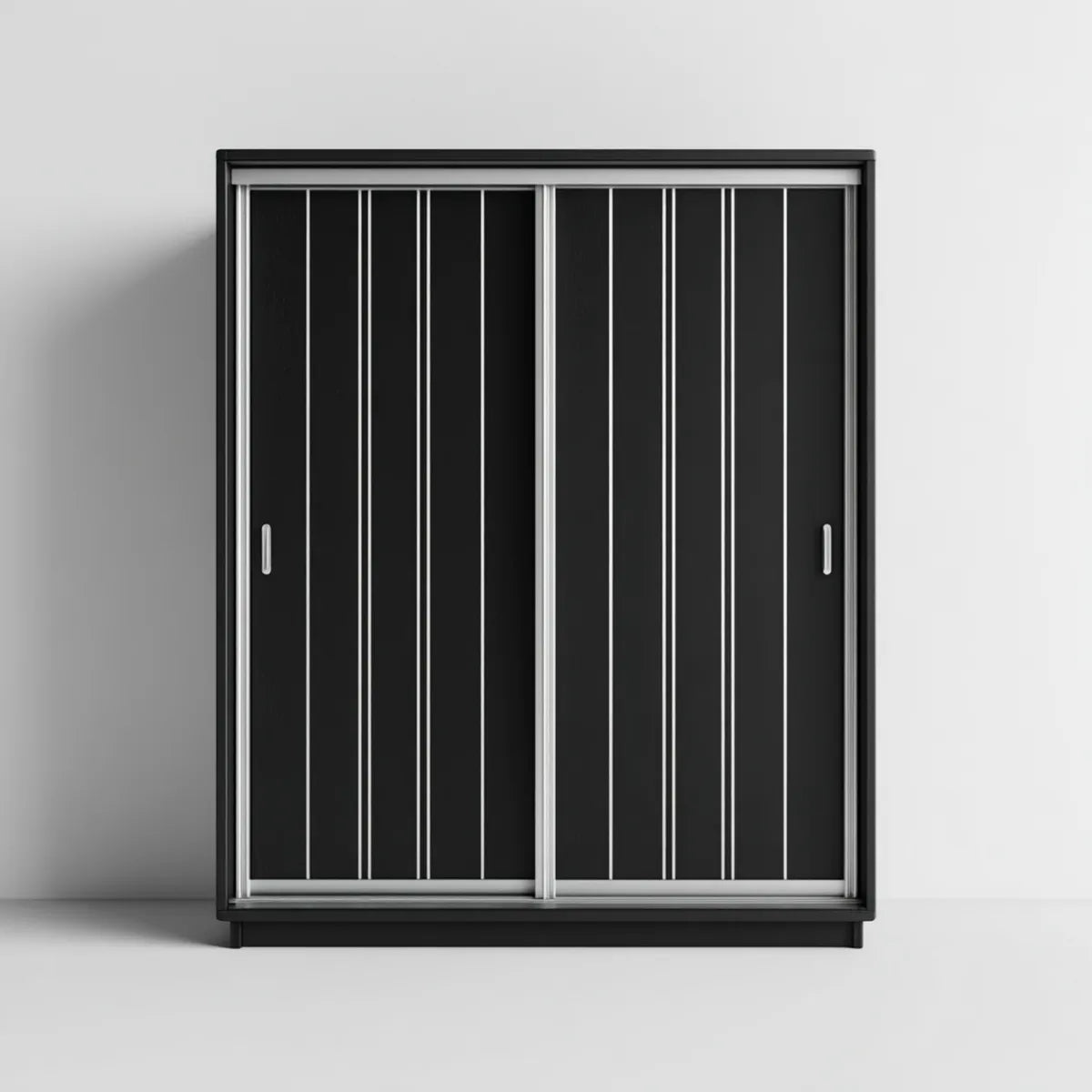 Schiebetürenschrank mit 2 Türen Schwarz 180 x 60 x 200 cm Spanplatte und Aluminium Rechteckig