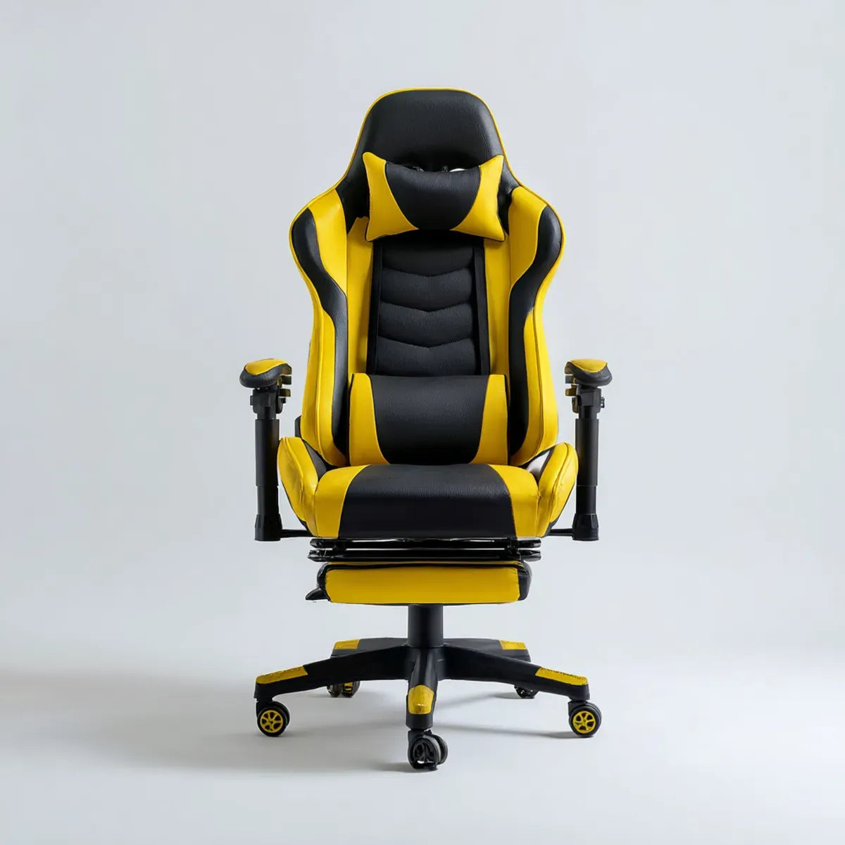 Gaming Bürostuhl Schwarz Gelb 70 x 70 x 125-135 cm Kunstleder mit hoher Rückenlehne