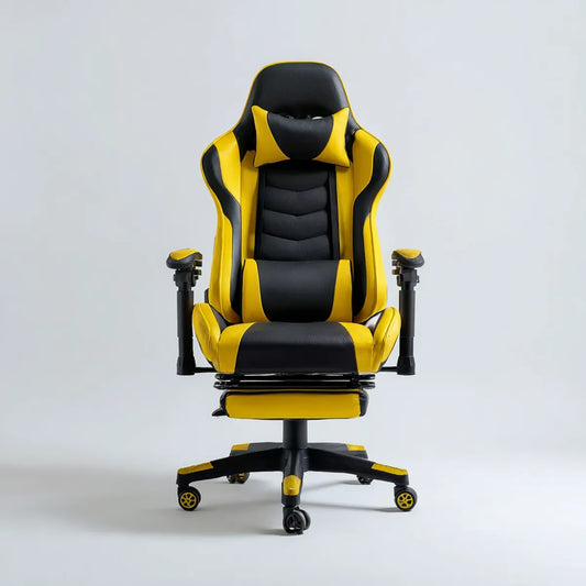 Gaming Bürostuhl Schwarz Gelb 70 x 70 x 125-135 cm Kunstleder mit hoher Rückenlehne