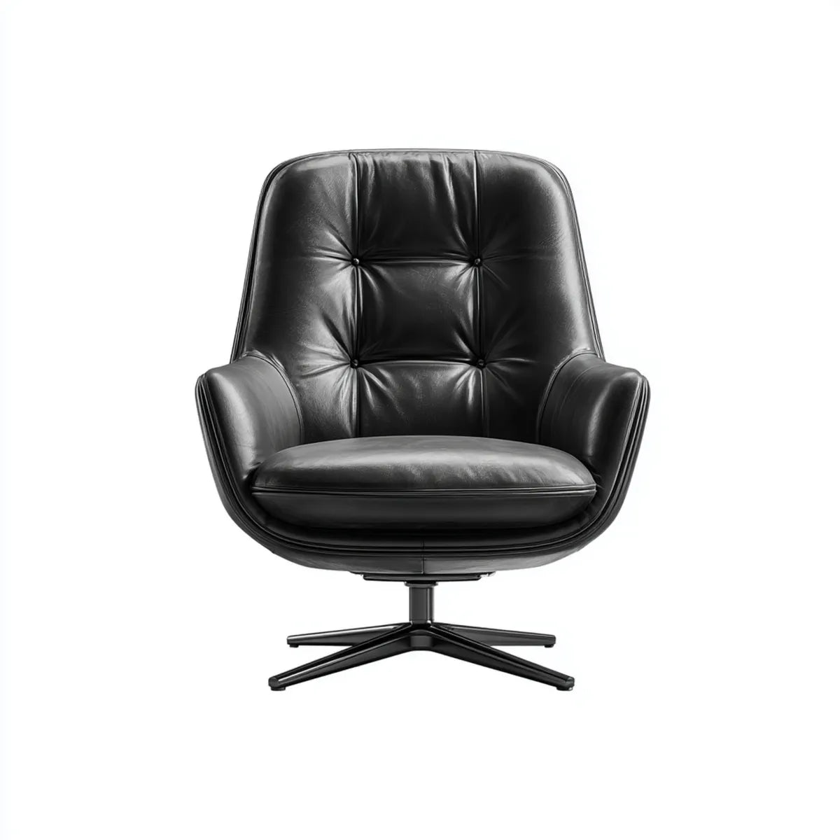 Drehbarer Bürosessel Schwarz 76 x 82 x 98 cm mit PU-Kunstleder und 4-Stern-Fuß