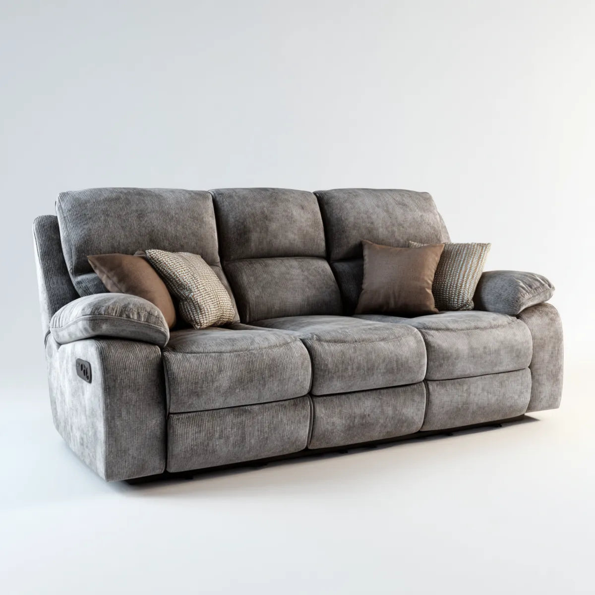 3-Sitzer Relaxsofa Grau 220 x 95 x 100 cm Polyester-Mikrofaser Rechteckig mit elektrischer Relaxfunktion