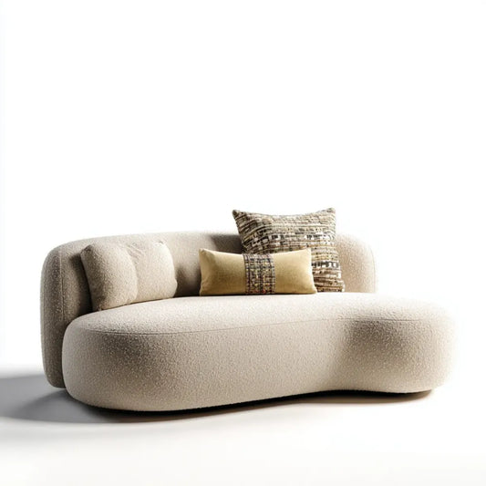 2-Sitzer Sofa Creme 180 x 90 x 75 cm Polyester-Bouclé abgerundete Form