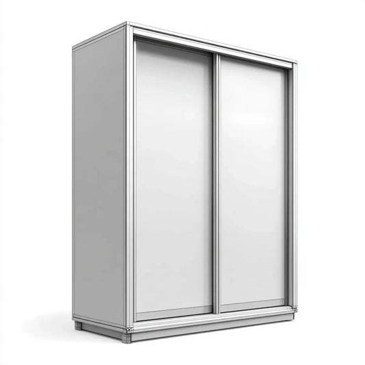 Schwebetürenschrank Weiß 120 x 60 x 200 cm aus melaminbeschichteter Spanplatte rechteckig mit 2 Schiebetüren