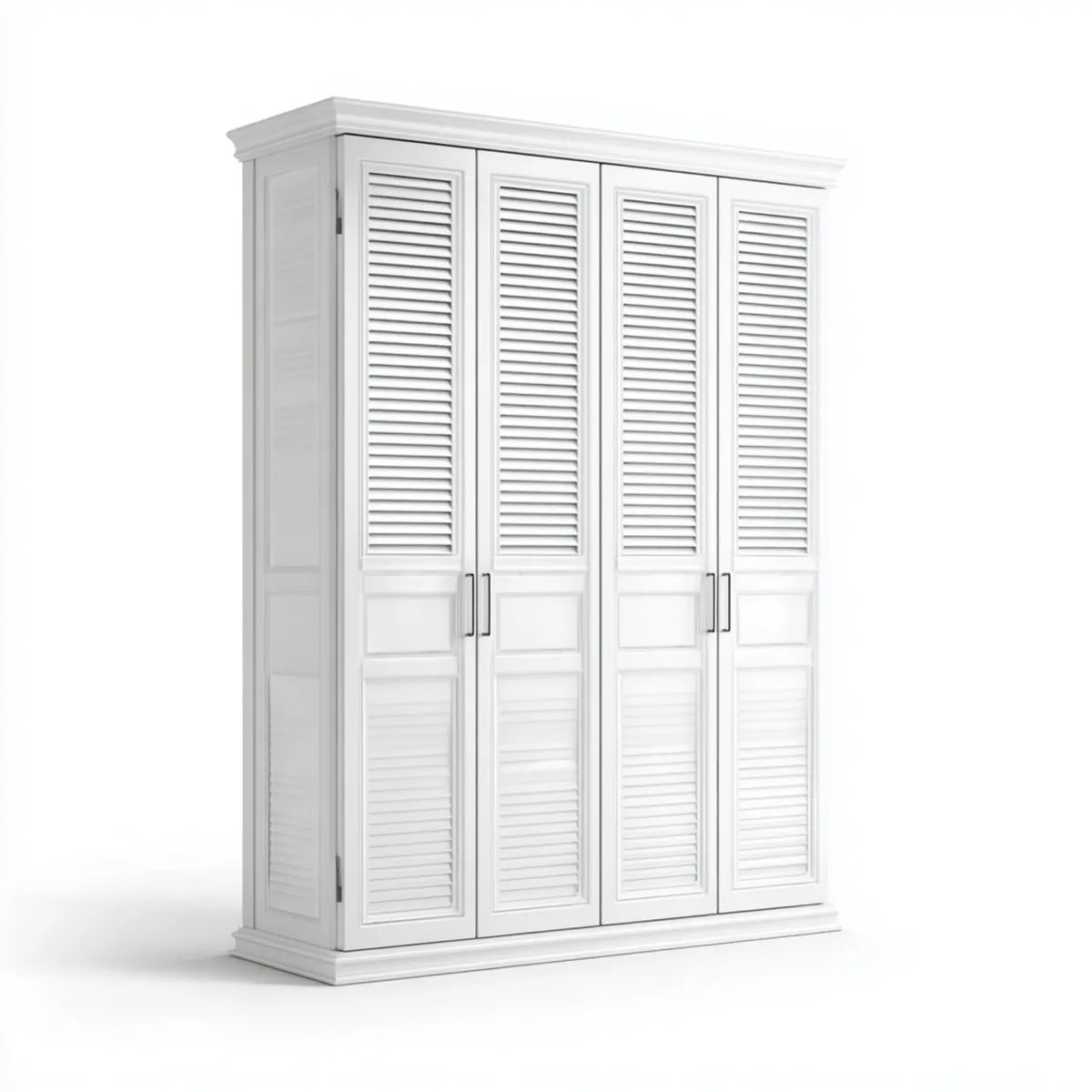 Kleiderschrank Weiß 4-türig mit Lamellentüren MDF 200 x 60 x 220 cm Rechteckig