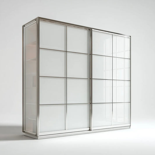 Schiebetürenschrank Silber Weiß 200 x 60 x 220 cm Aluminium ESG-Glas rechteckig