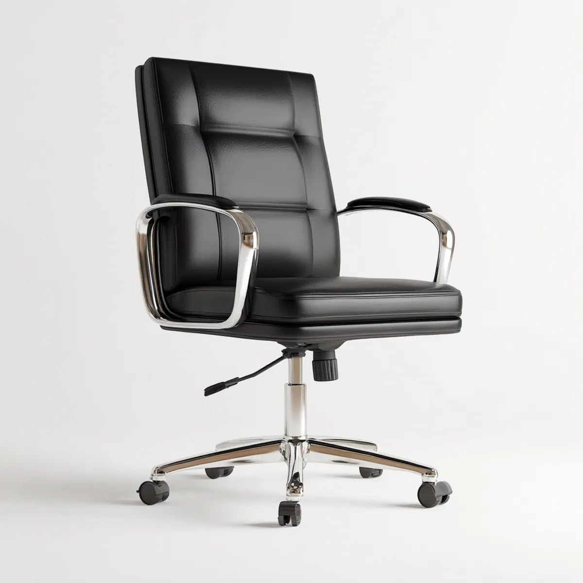 Chefsessel Bürostuhl Schwarz 66 x 70 x 112-122 cm PU-Kunstleder verchromter Stahl rechteckige Sitzfläche