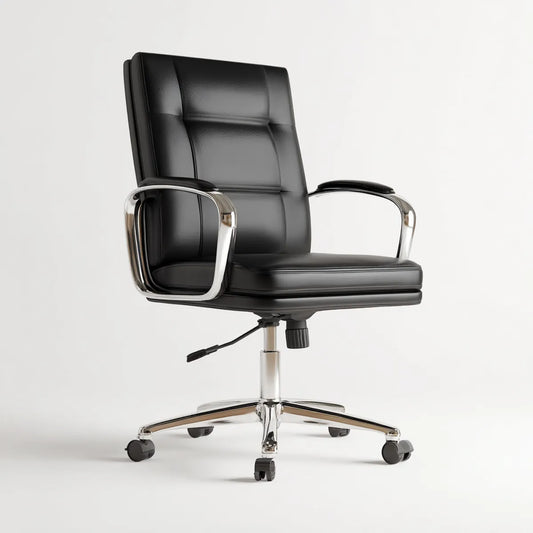 Chefsessel Bürostuhl Schwarz 66 x 70 x 112-122 cm PU-Kunstleder verchromter Stahl rechteckige Sitzfläche