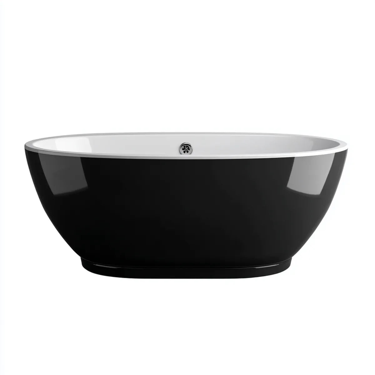 Freistehende Badewanne Schwarz Weiß 170 x 75 x 58 cm Sanitäracryl Oval