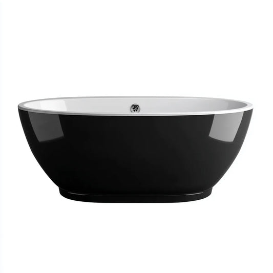 Freistehende Badewanne Schwarz Weiß 170 x 75 x 58 cm Sanitäracryl Oval