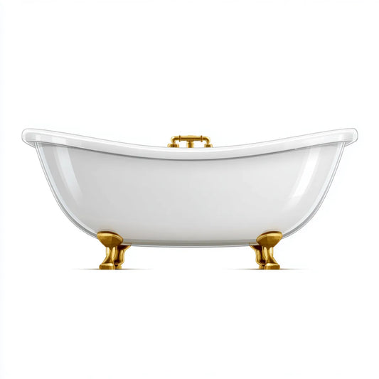 Freistehende Badewanne Weiß Gold 170 x 75 x 75 cm Sanitäracryl Oval mit Löwenfüßen
