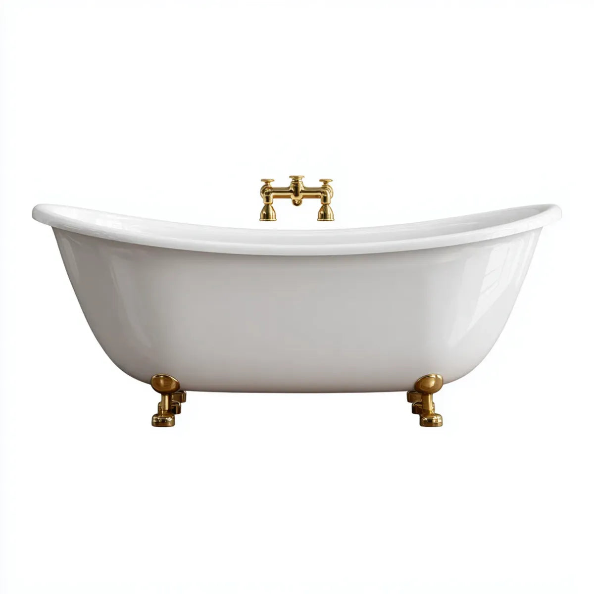 Freistehende Badewanne mit Füßen Weiß Gold 170 x 75 x 68 cm Acryl Oval