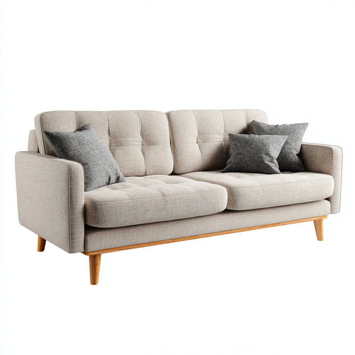 3-Sitzer Sofa Beige 210 x 90 x 85 cm Polyester Rechteckig