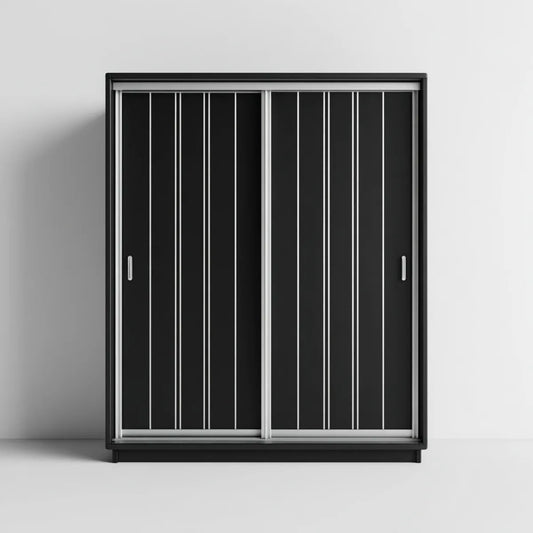Schiebetürenschrank mit 2 Türen Schwarz 180 x 60 x 200 cm Spanplatte und Aluminium Rechteckig