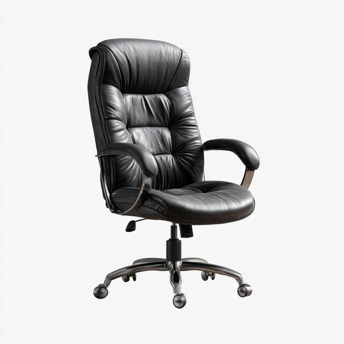 Drehbarer Chefsessel Schwarz 65 x 65 x 112-122 cm aus PU-Kunstleder mit verchromtem Stahlfuß