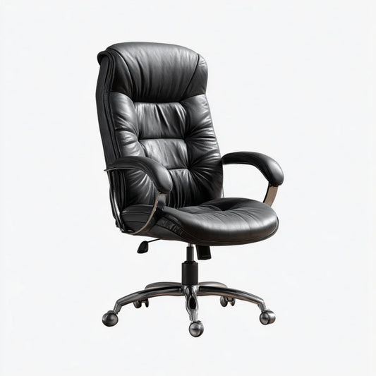 Drehbarer Chefsessel Schwarz 65 x 65 x 112-122 cm aus PU-Kunstleder mit verchromtem Stahlfuß