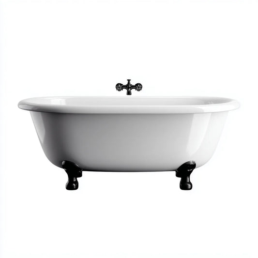 Freistehende Badewanne Weiß Schwarz 170 x 75 x 75 cm Sanitäracryl Oval mit Löwenfüßen